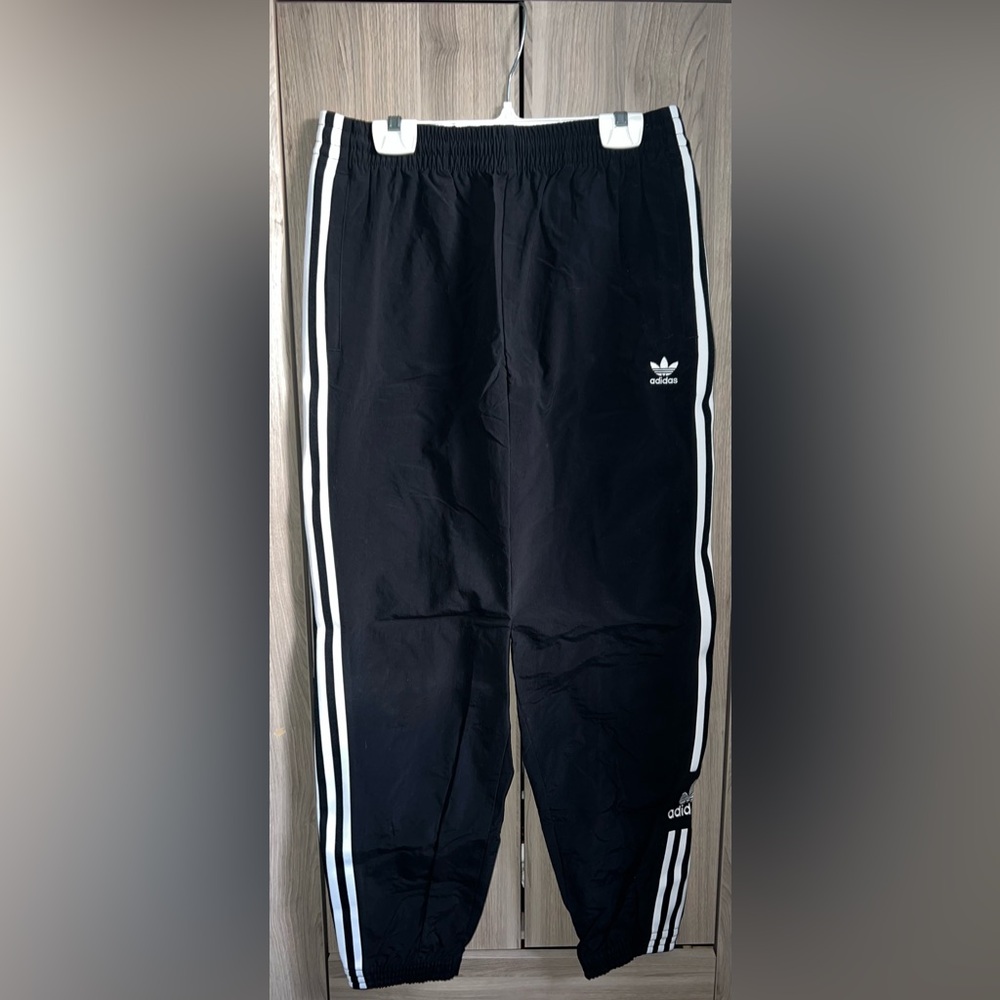 Adidas Kids Black Joggers with White Stripes